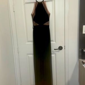 Illusion black and tan sleeveless dress